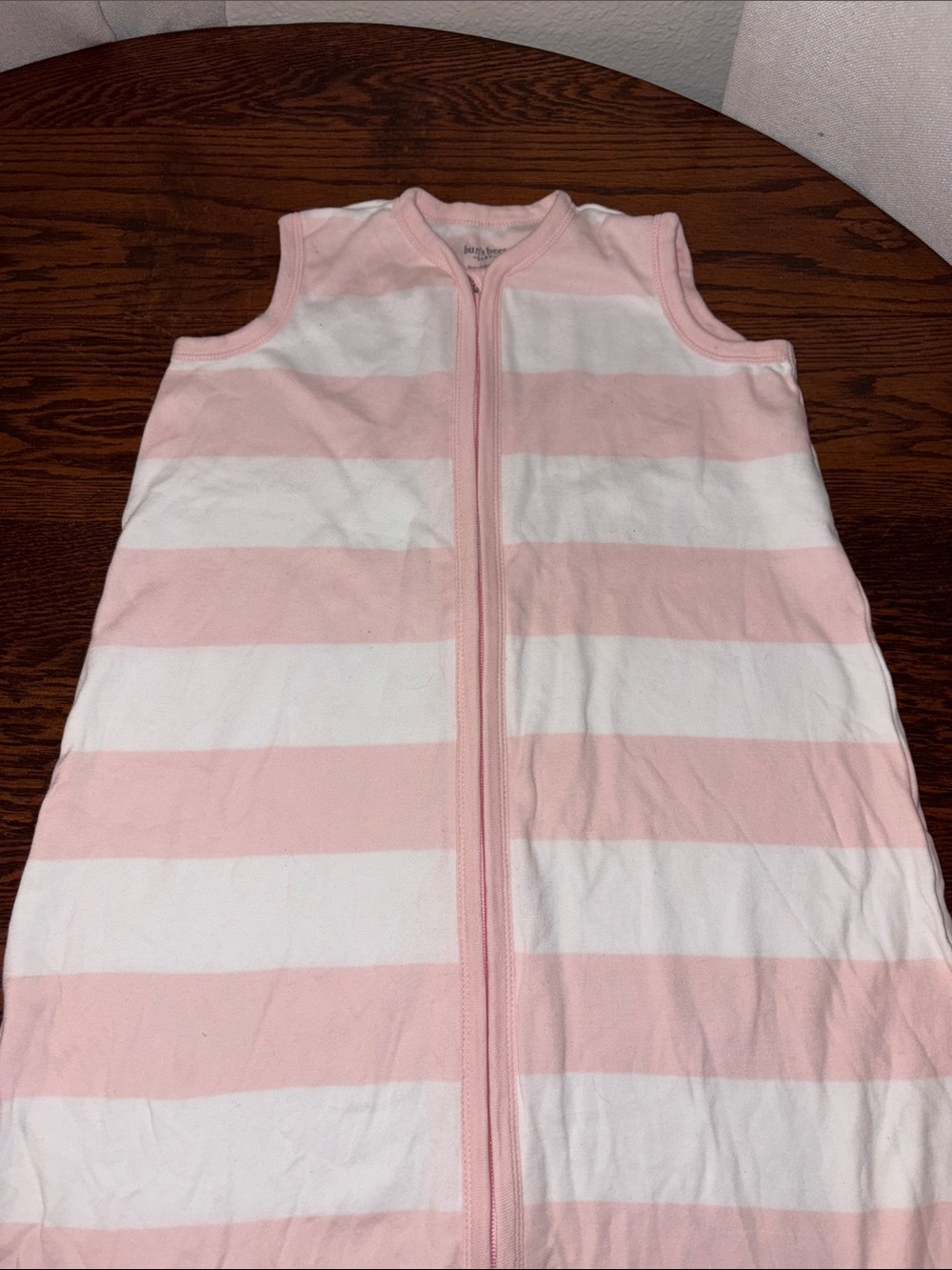 Burt's Bees Pink & White Stripe Sleeveless Zip Sleep Sack